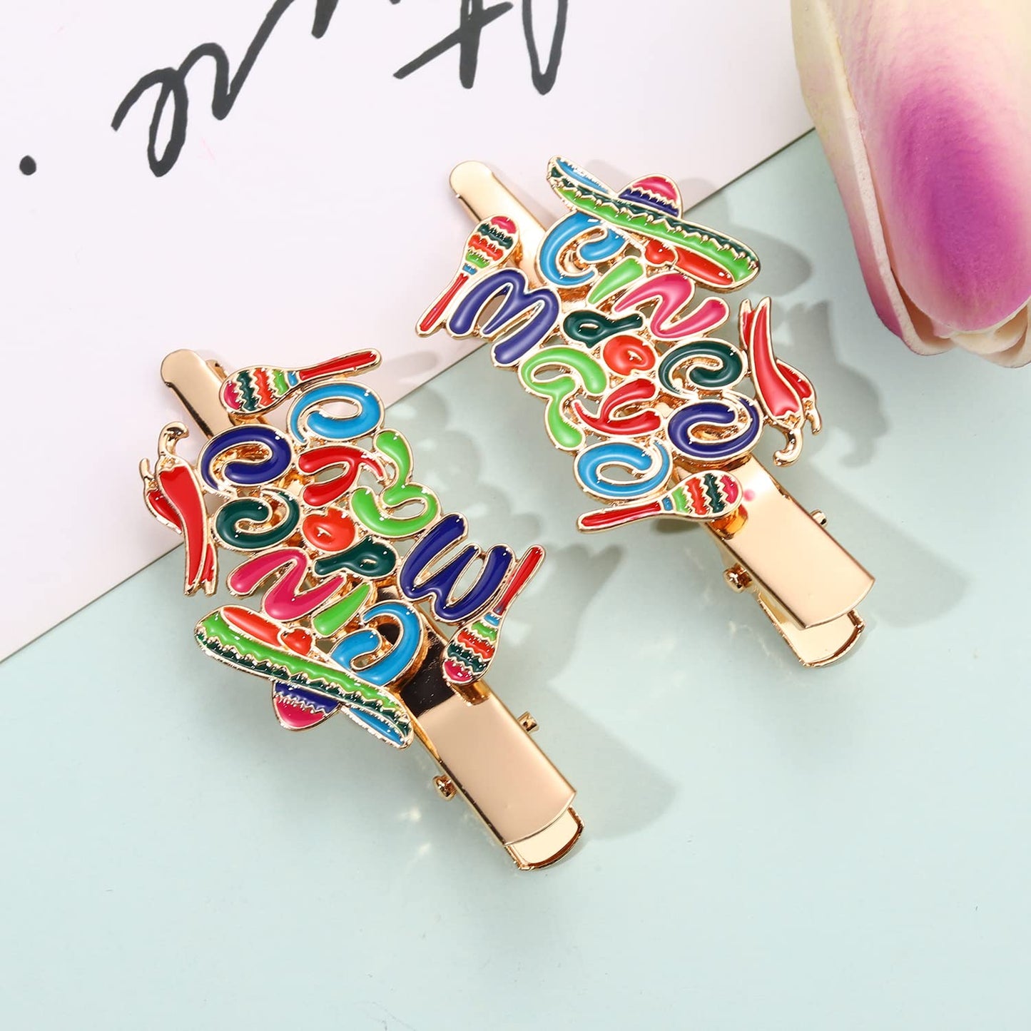 Cinco De Mayo Hair Clips Mexican Fiesta Hairpins for Women Statement Cactus Chili Pinata Sombrero Alligator Clips Mexican Hair Accessory Gifts