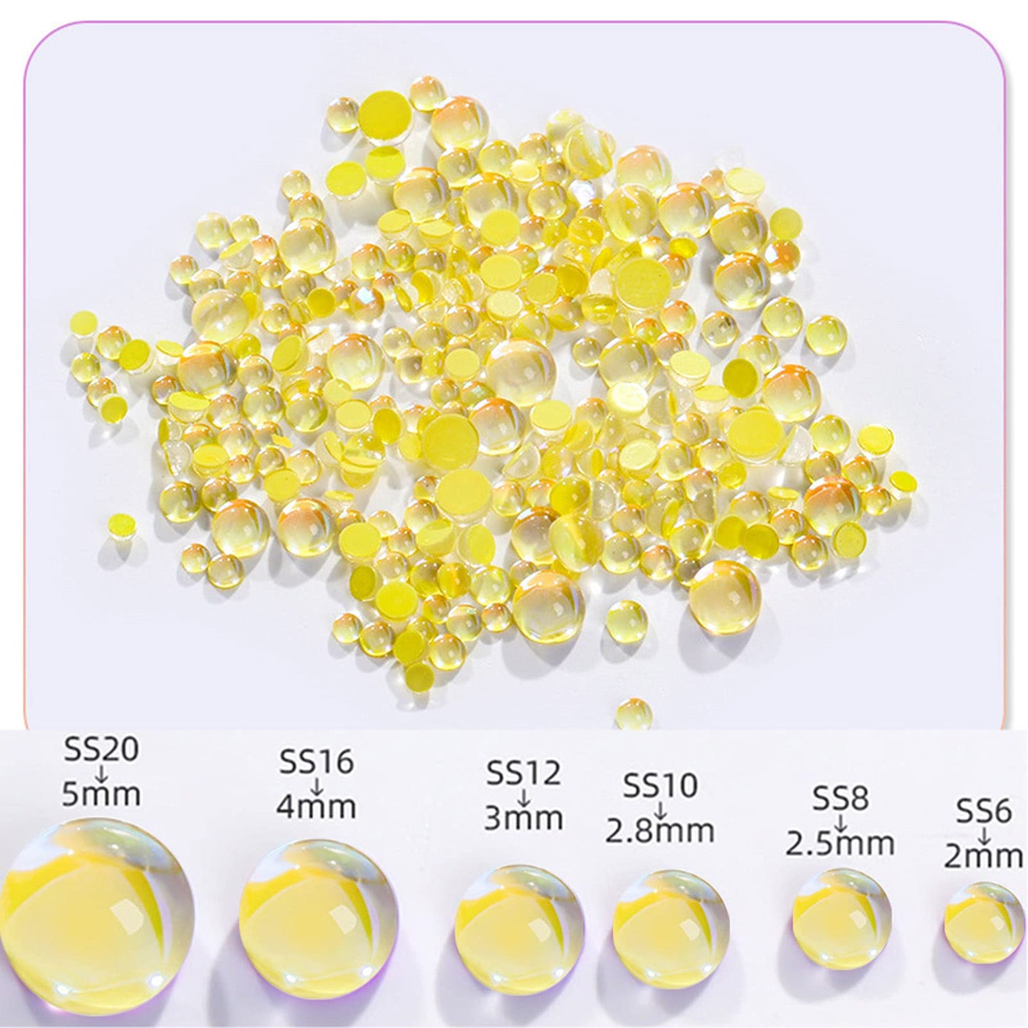 540Pcs Nail Arts Rhinestones Set 3D Crystal Rhinestone for Nails Flatback Diamond Aurora Candy Rhinestones Beads Gems Nail Charms Decorations for Nail DIY Crafts Shoes Jewelry (Yellow)