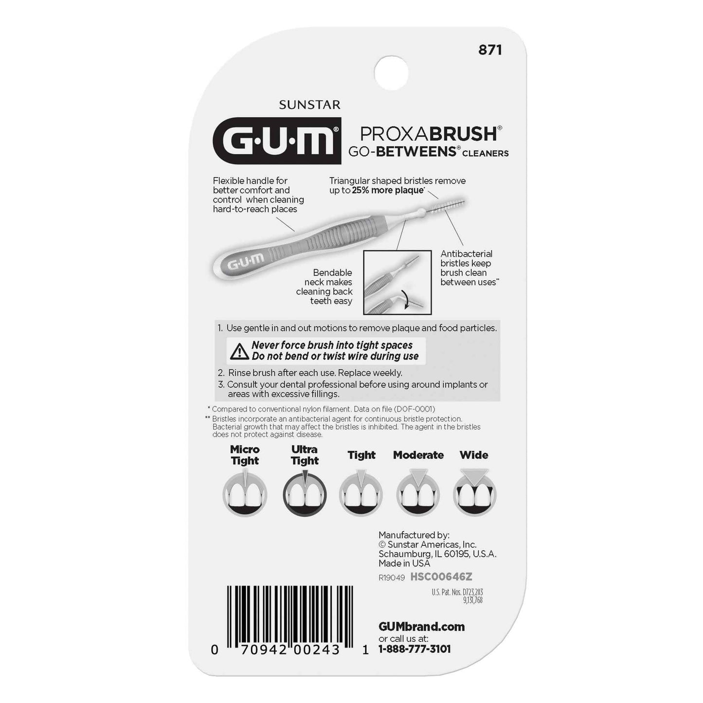 GUM Proxabrush Go-Betweens - Ultra Tight - Interdental Brushes - Soft Bristled Dental Picks for Plaque Removal & Gum Health - Safe for Braces & Dental Devices, 10ct (Pack of 6)