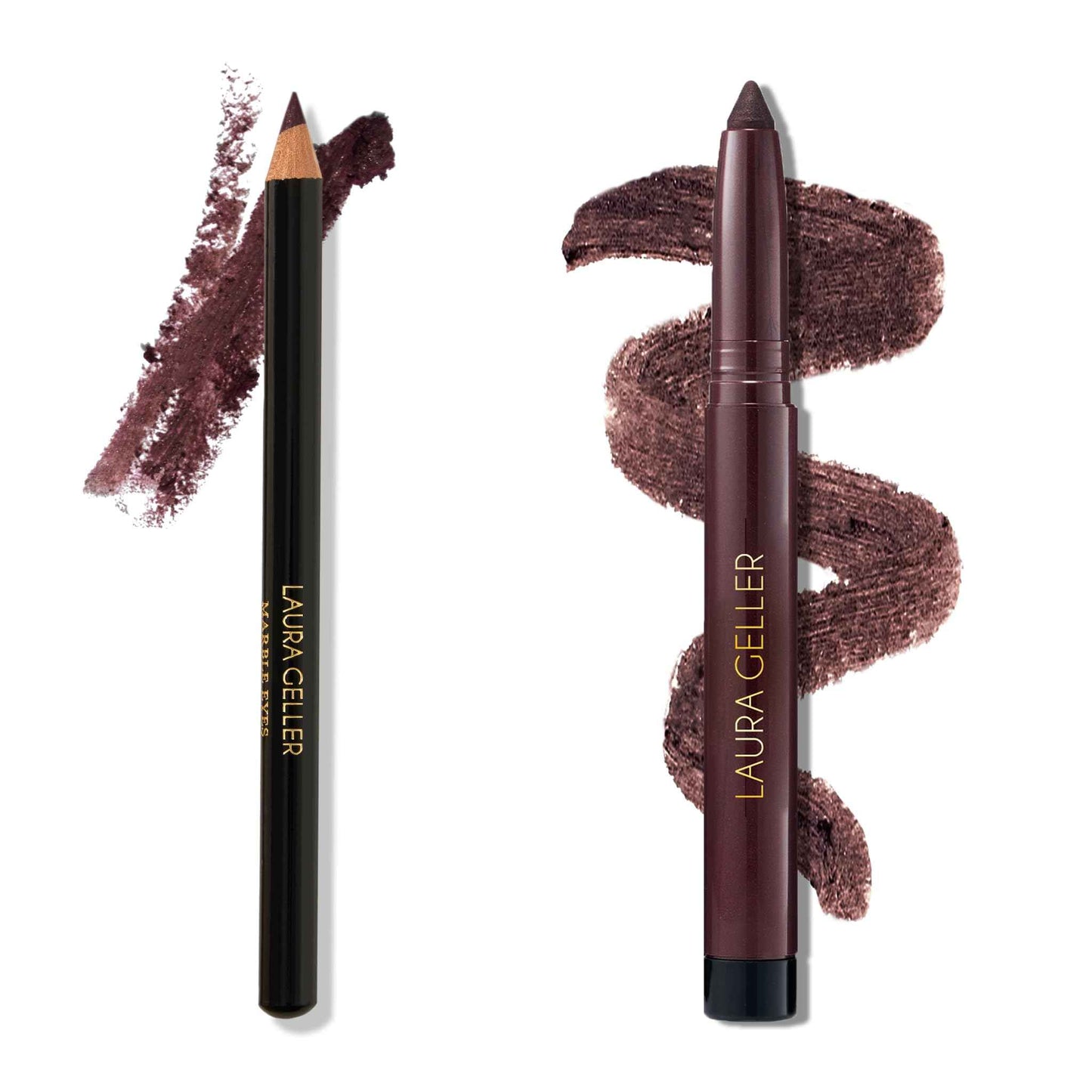LAURA GELLER NEW YORK Marble Eyes Multidimensional Eyeliner Pencil, Mystery Mauve + Kajal Longwear Kohl Eyeliner, Smoky Amethyst