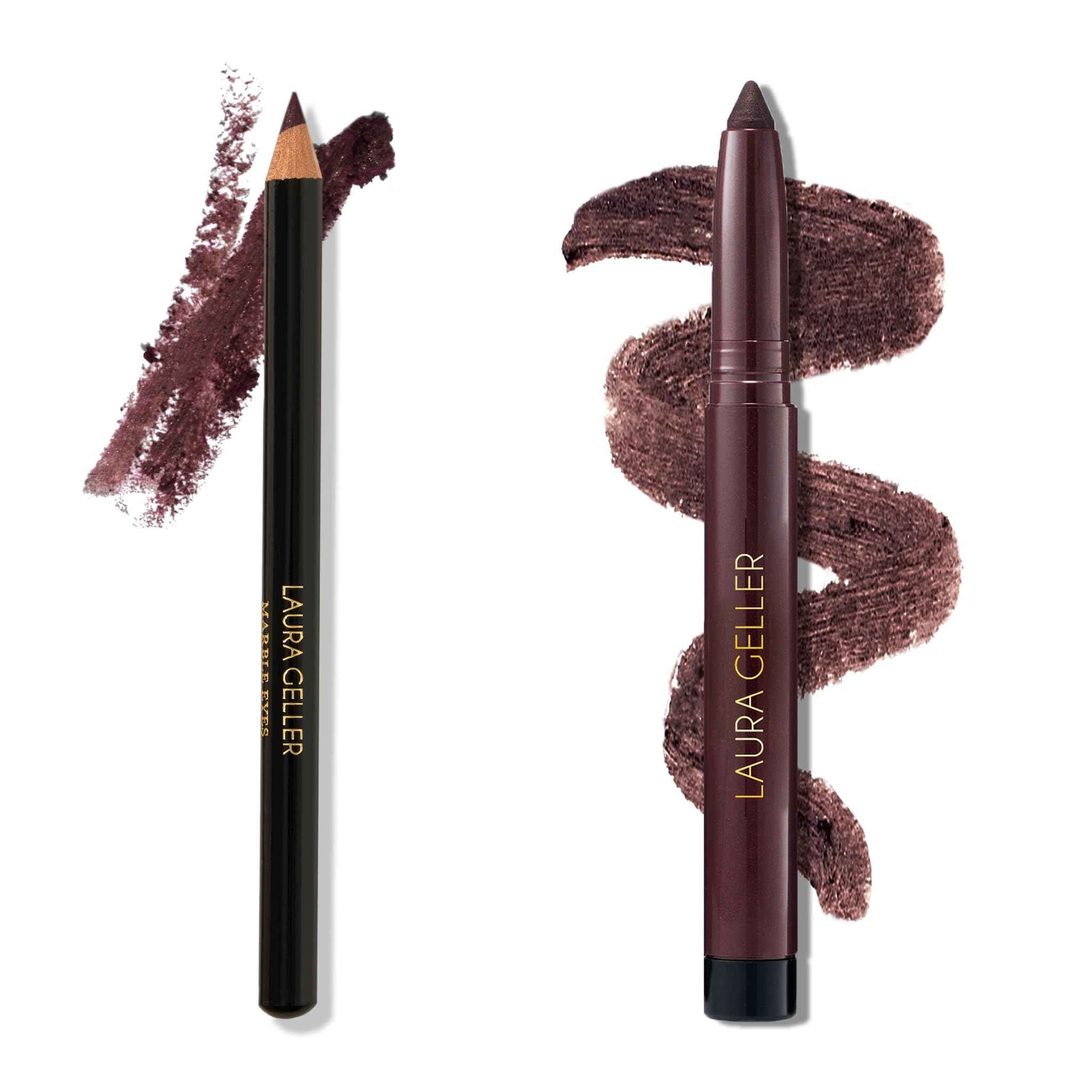 LAURA GELLER NEW YORK Marble Eyes Multidimensional Eyeliner Pencil, Mystery Mauve + Kajal Longwear Kohl Eyeliner, Smoky Amethyst