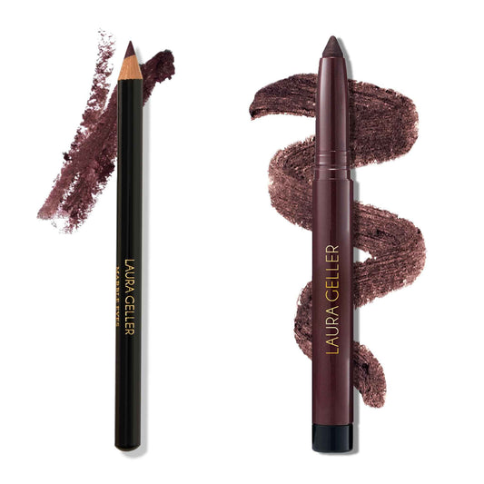 LAURA GELLER NEW YORK Marble Eyes Multidimensional Eyeliner Pencil, Mystery Mauve + Kajal Longwear Kohl Eyeliner, Smoky Amethyst