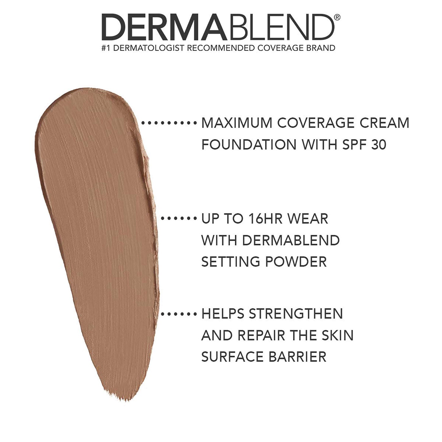 Dermablend Cover Creme High Coverage Foundation with SPF 30, 60N Café Brown, 1 Oz.