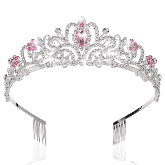 Kamirola - Crystal Tiara Crowns For Women Girls Princess Elegant Crown with Combs Women's Headbands Bridal Wedding Prom Birthday Party Headbands for Women(06) (SilPink06)