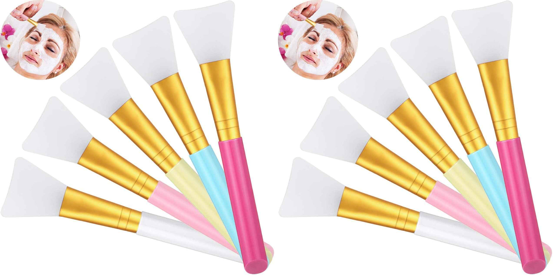 30 Pieces Silicone Face Mask Brushes Soft Silicone Facial Mud Applicator Clay Tools Face Mask Beauty Tools for Sleeping Mask, Mud Mask, Hairless Body Lotion and Body Butter, 5 Colors (Pack of 2)