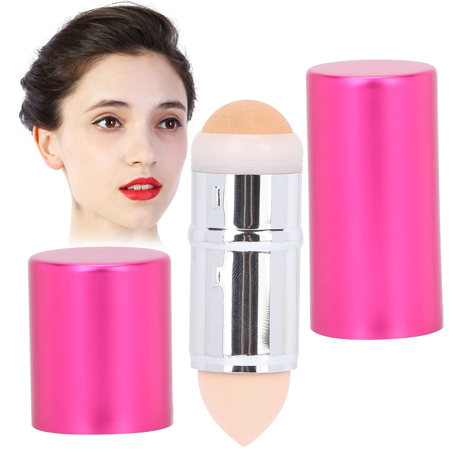 Facial Roller,Volcanic Stone Oil Control Roller Mini Oil Absorbing Roller for Skincare Makeup Face Massage(Oil-absorbing roller-rose red)