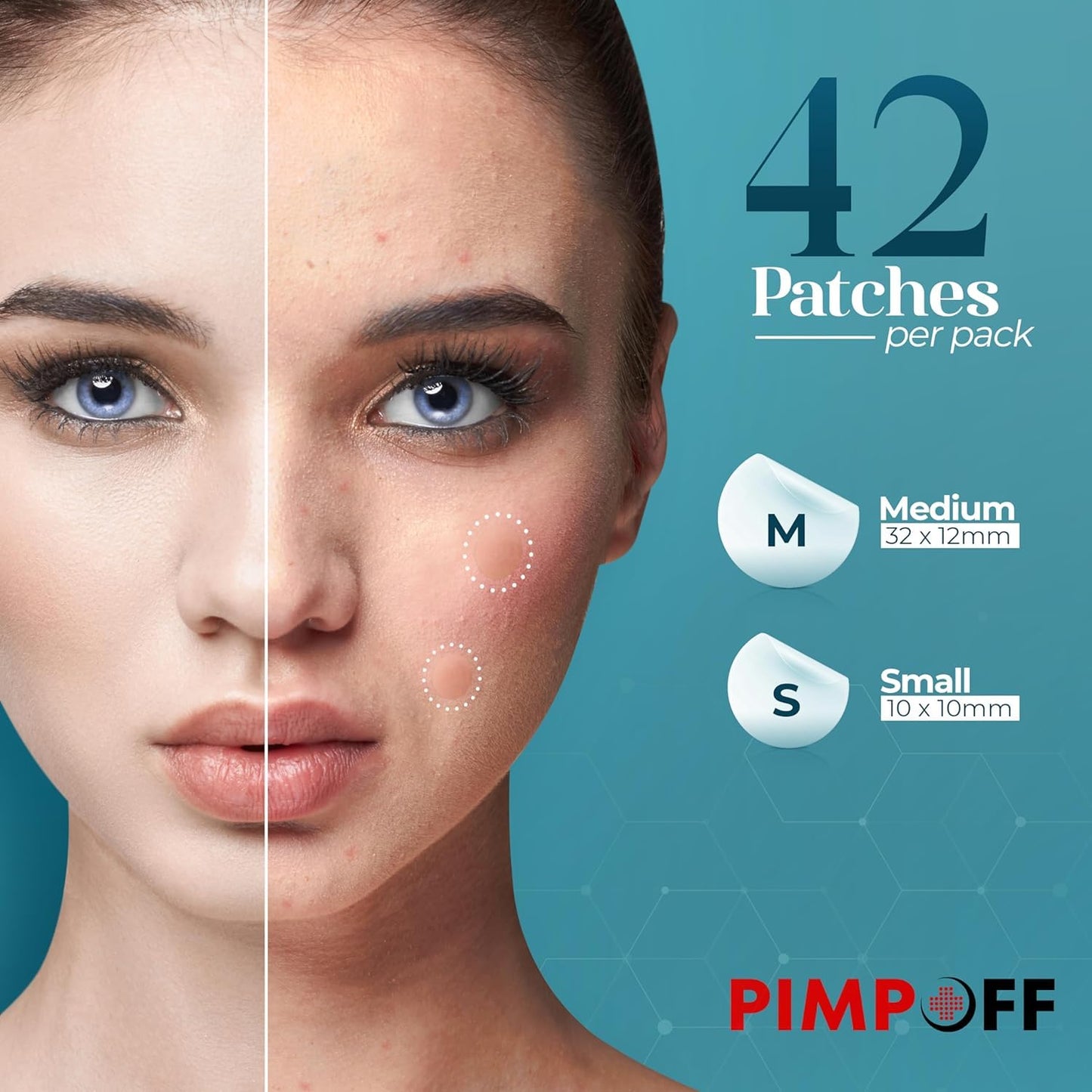 PIMPOFF Clear Hydrocolloid Acne Patches - Effective Blemish Coverage with Tea Tree Oil - Acne Dots for Face - Skin Care Solution - Zit and Breakout Treatment (84 Patches With Mirror)