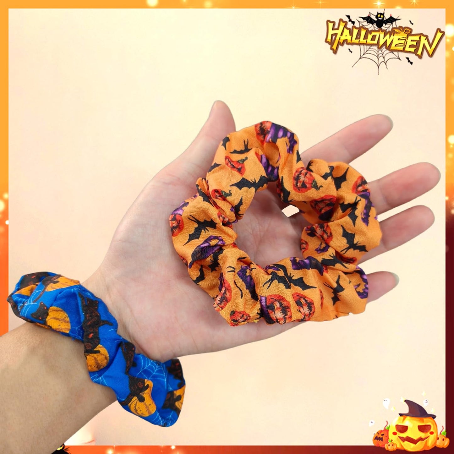 Halloween Hair Ties Halloween Elastic Hair Scrunchies Hair Bands Stretchy Halloween Hair Ropes Hair Loop Halloween Hair Accessories for Women (A)