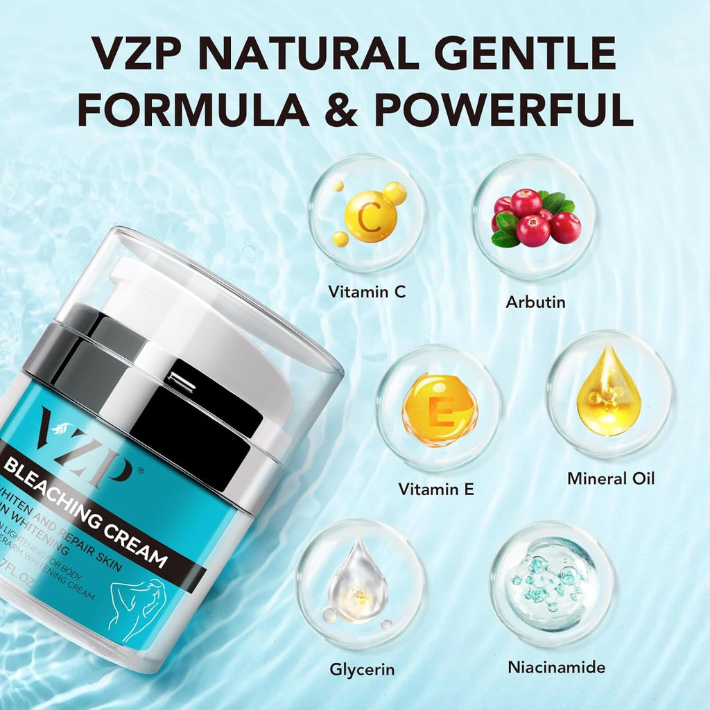 Skin Lightening Cream, Dark Spot Remover for Face Body Bleaching Cream for Intimate Areas & Body, Vitamin C Whitening for Underarms, Knees, Elbows, Inner Thighs, Bikini Line (1.7 Fl Oz)