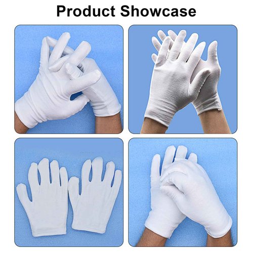 120 PCS White Cotton Gloves for Dry Hands White Cotton Gloves for Eczema Sleeping Cosmetic Moisturizing Eczema and Coin Jewelry Inspection Washable for Men and Women
