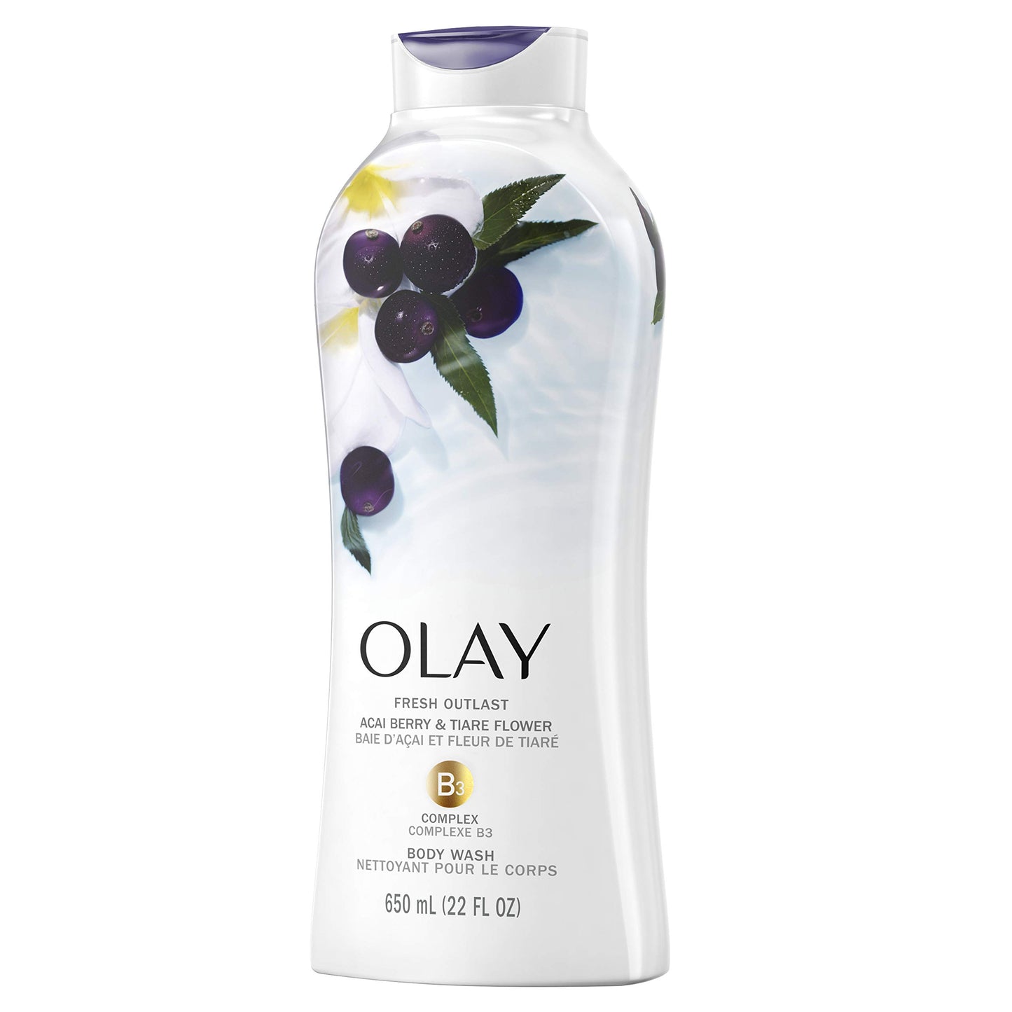 Olay Fresh Outlast Revitalizing Acai & Tiare Flower Body Wash, 22 Fluid Oz (Pack Of 4)