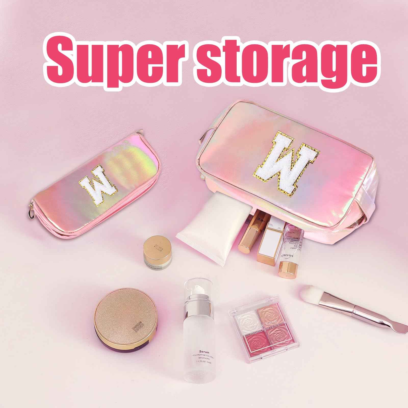 YRUBOHA Personalized Initial Makeup bag for woman,Travel Makeup Bag,Gift for Women,Mom,Monogram Preppy Makeup Bag Cosmetic Bag Set (Letter M)