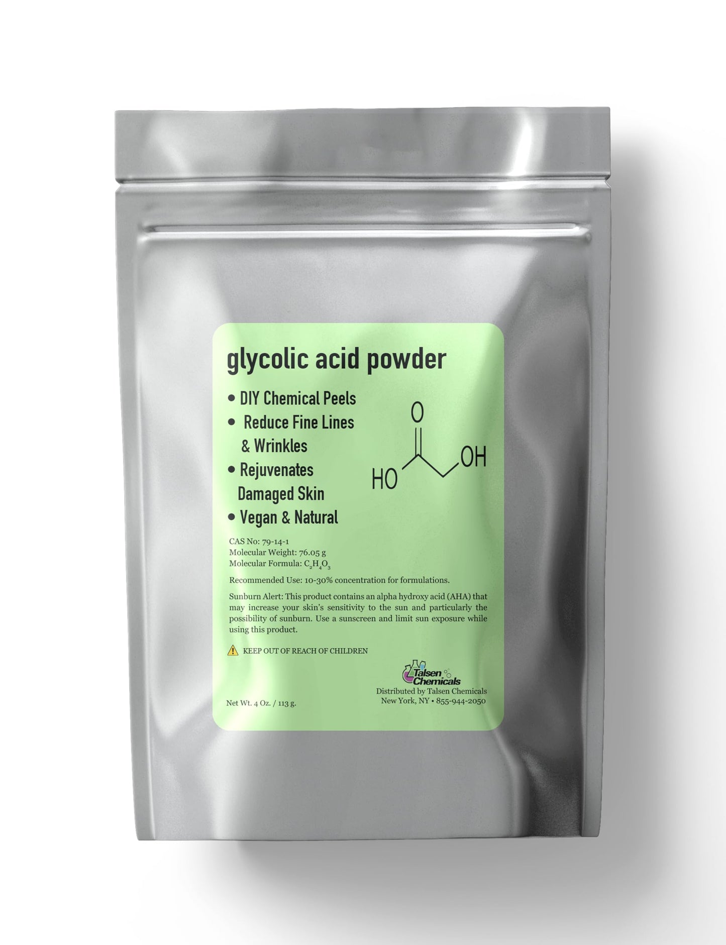 Glycolic Acid Powder DIY Glycolic Crystal Powder is 99% Pure, DIY (4 Oz/113 grams)