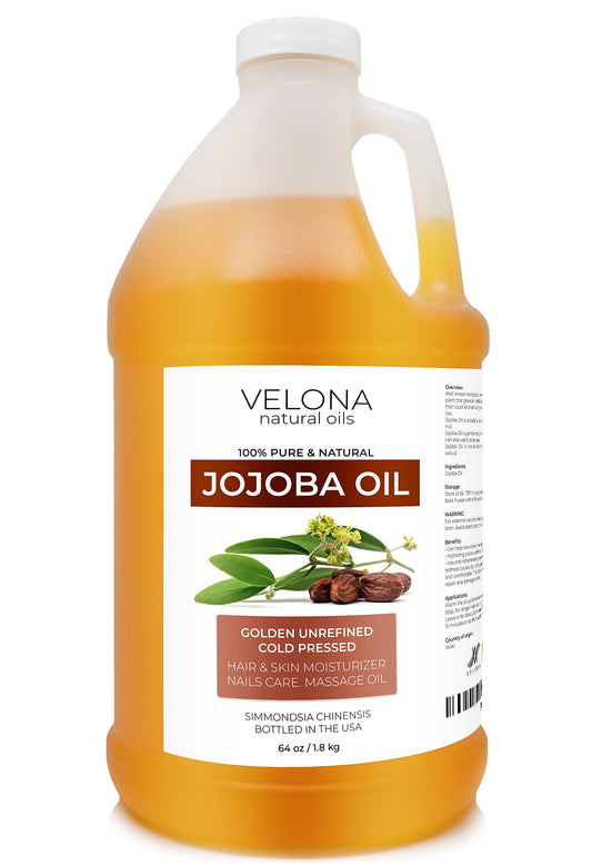 Jojoba Oil - 64 oz | 100% Pure and Natural | Golden, Unrefined, Cold Pressed, Hexane Free | Moisturizing Face, Hair, Body, Skin Care, Stretch Marks, Cuticles