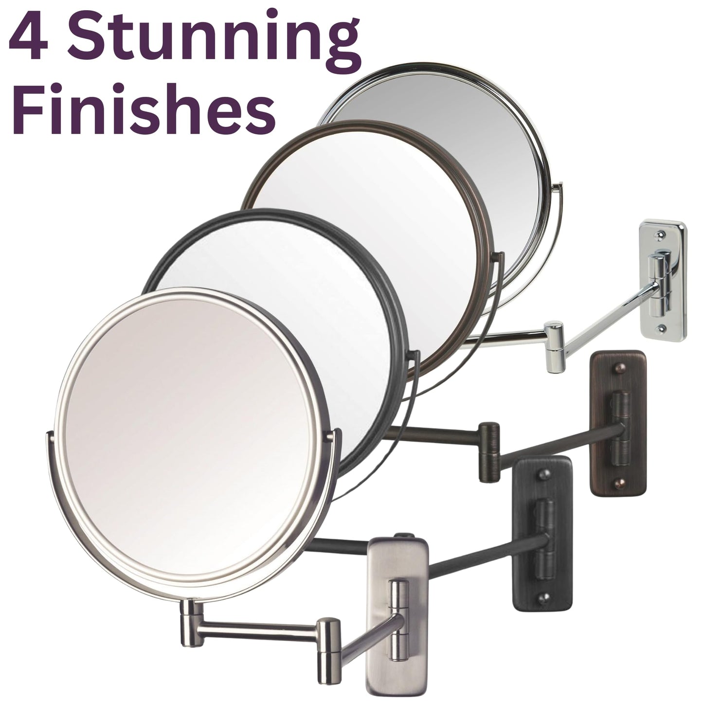 JERDON Two-Sided Wall-Mounted Makeup Mirror - Makeup Mirror with 5X Magnification & Wall-Mount Arm - 8-Inch Diameter Mirror with Bronze Finish Wall Mount - Model JP7506BZ