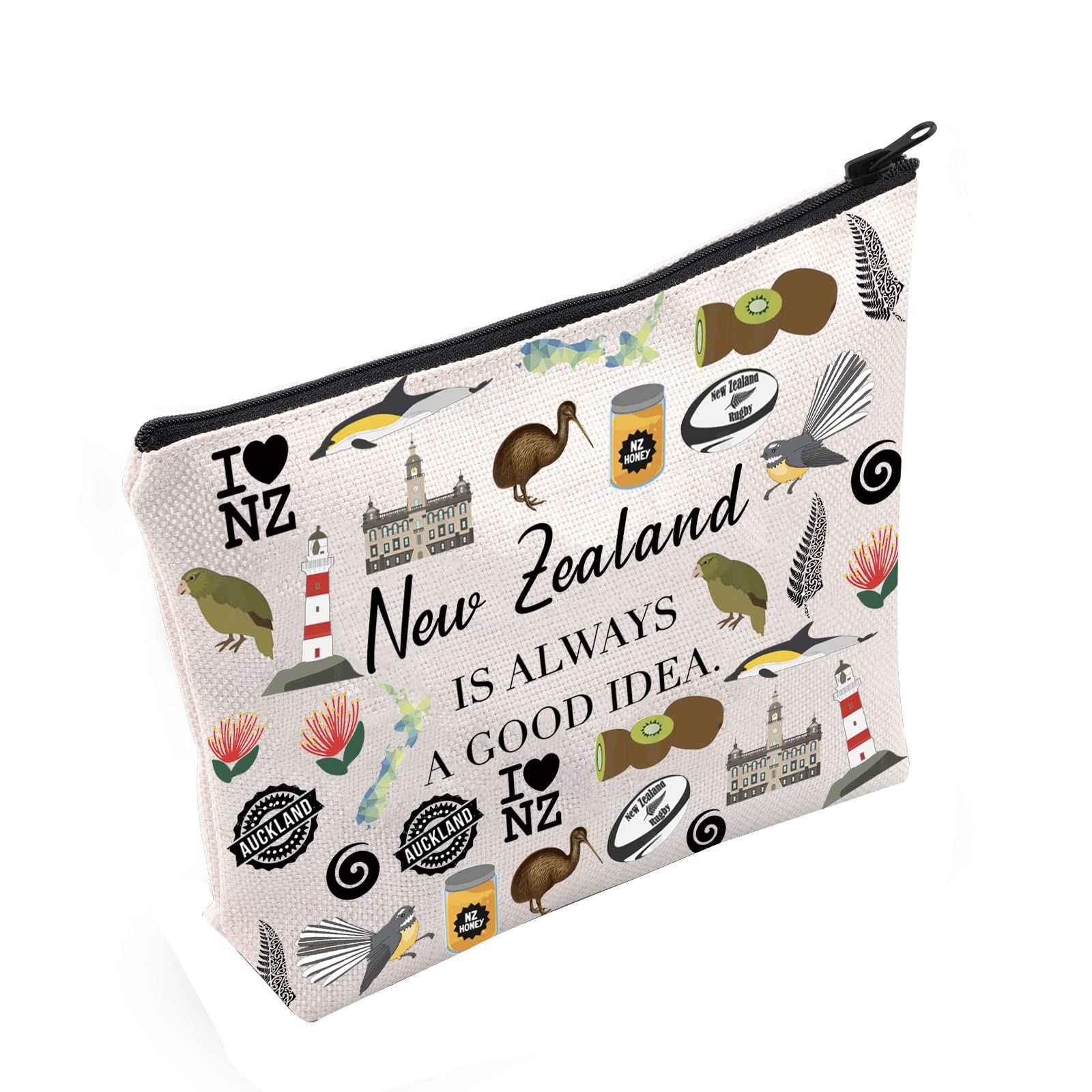 POFULL New Zealand Inspired Gift New Zealand Is Always A Good Idea Cosmetic Bag New Zealand Lover Gift (New Zealand Is Always Cosmetic Bag)