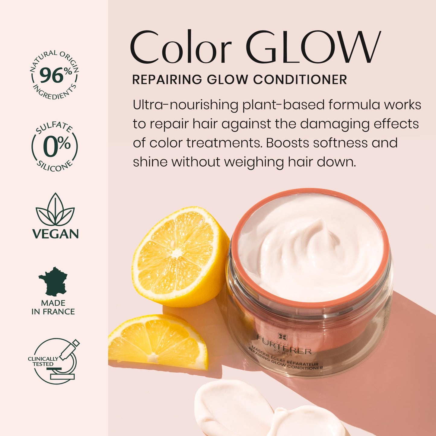 René Furterer Color Glow Repairing Glow Conditioner- Amino Acids & Lemon Essential Oil 6.7 fl oz.