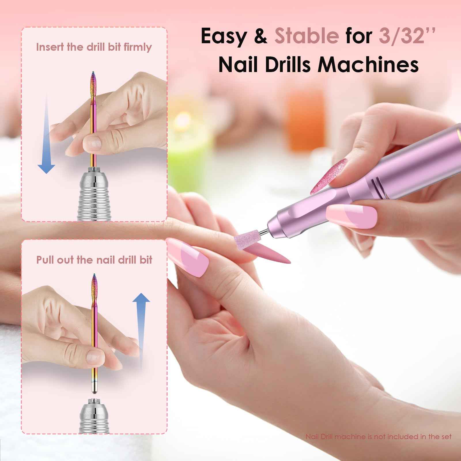 Nail Dust Collector Nail Tech & 26PCS Nail Drill Bits Set, 3/32 Professional Nail Bits Vacuum Dust Collector