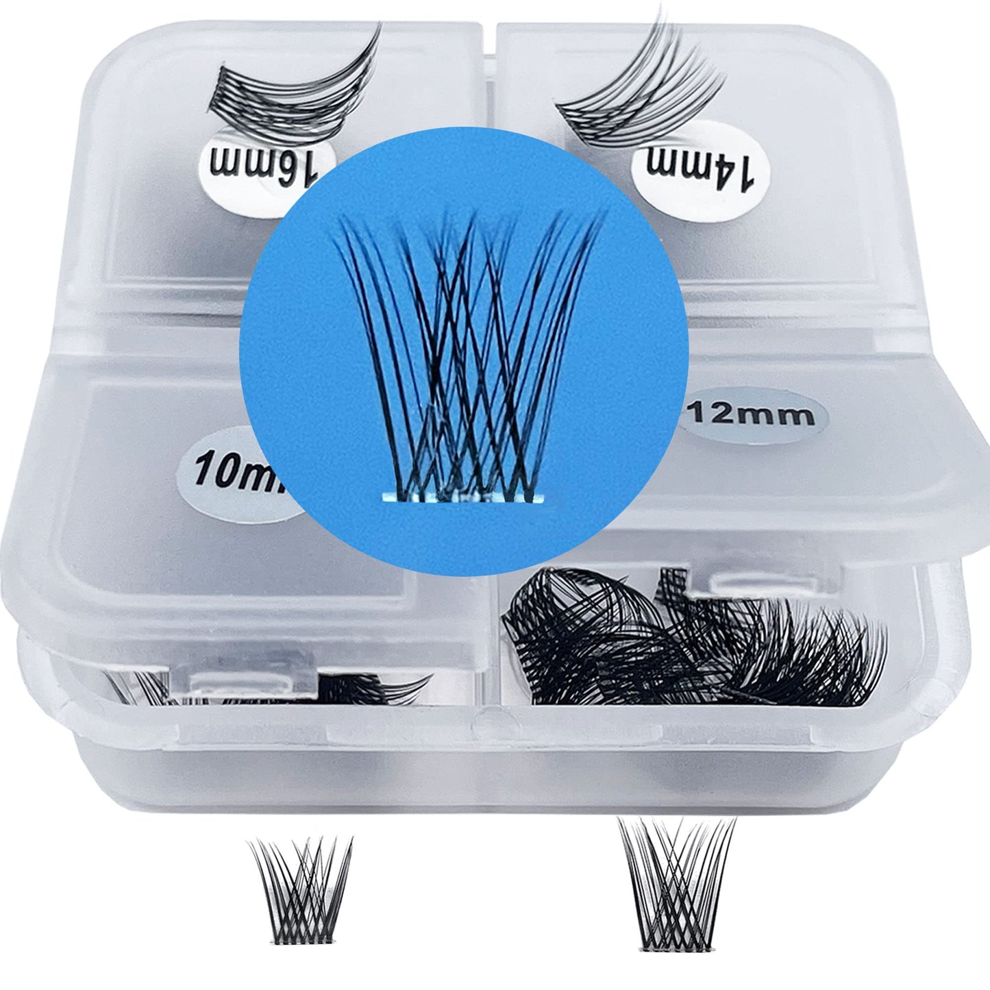 Clear Band Lashes Clusters DIY Eyelash Extension Ninglash C Curl BW03 Lashes, 96 Pcs Individual Lash Extensions, Soft Natural Lightweight 10/12/14/16mm Mix Resuale Eyelash Cluster Lashes for Home use