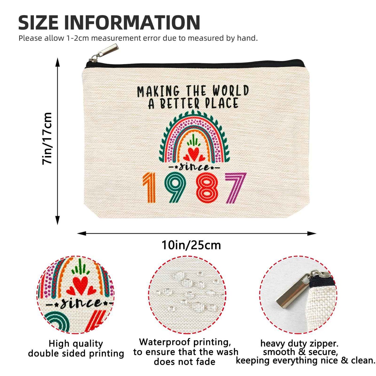 Suemetic 38th Birthday Gifts Women Makeup Bag, Happy 38th Birthday Decorations Woman, Best 38 Year Old Gifts Ideas for Her, Mom, Wife, Sister, Mothers Day, 1987 Anniversary Party Favors, Christmas