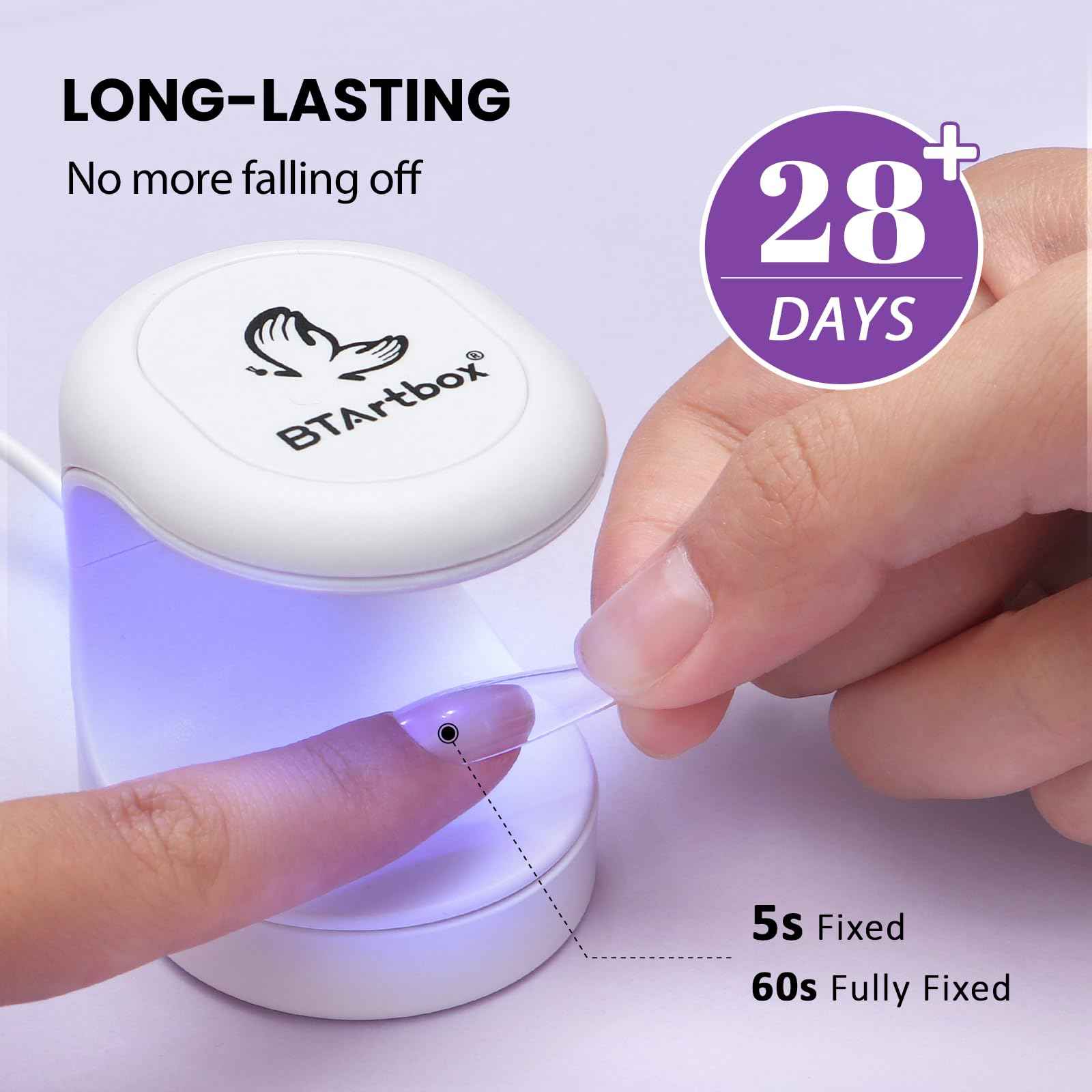 btartboxnails Short French Tip Press On Toenails - Solid Nail Gel Glue