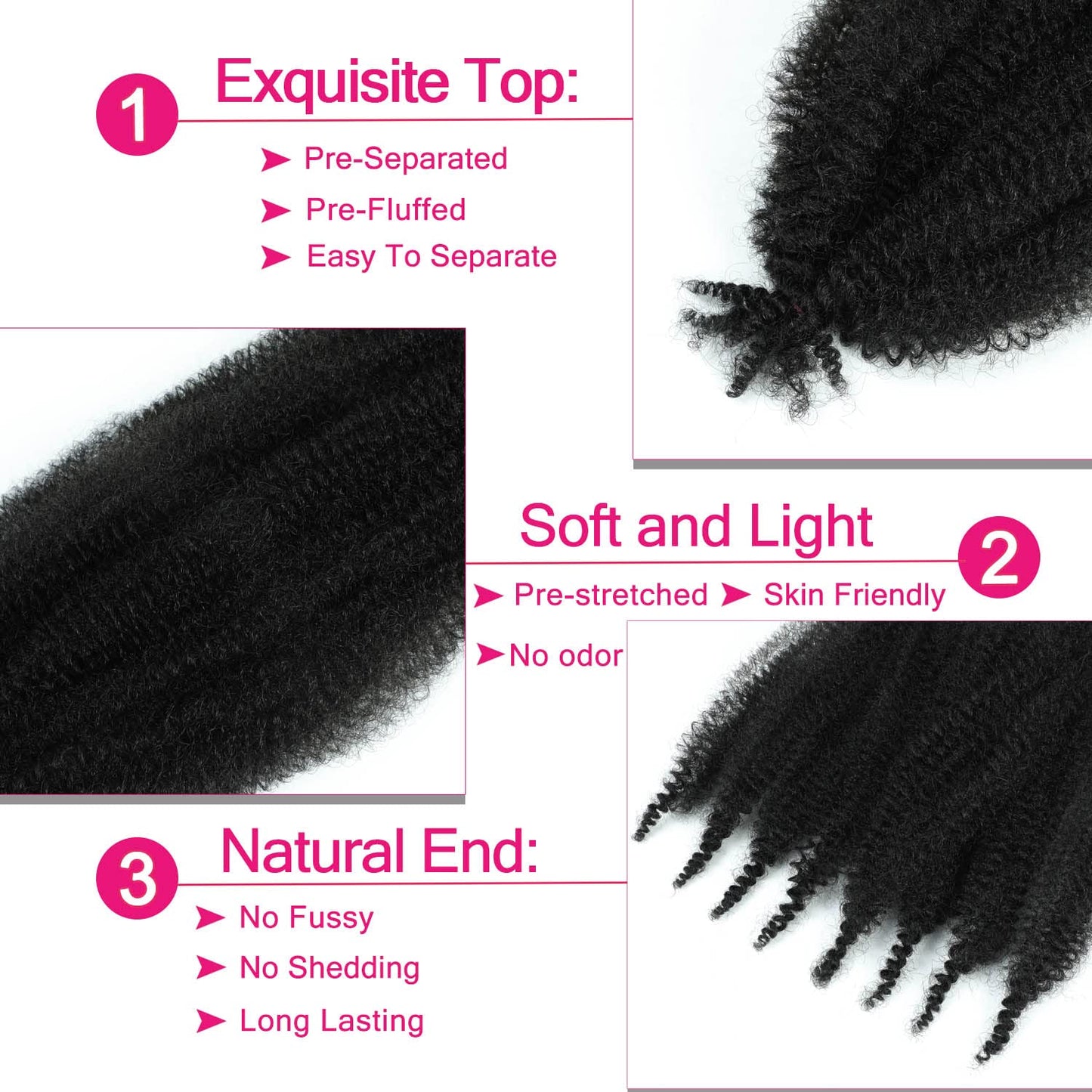 Marley Twist Braiding Hair 8 Inch 3 Packs, Springy Afro Twist Hair Pre Fluffed Spring Twist Hair Pre Separated Wrapping Hair for Soft Locs Hair Extensions (8 Inch (Pack of 3), 1B#)