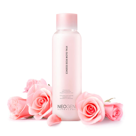 DERMALOGY by NEOGEN Hyal Glow Rose Essence - Hydrating Essence with 74% of Damask Rose Water Damask Rose Flower Oil & Damask Rose Extract 160ml / 5.41 oz