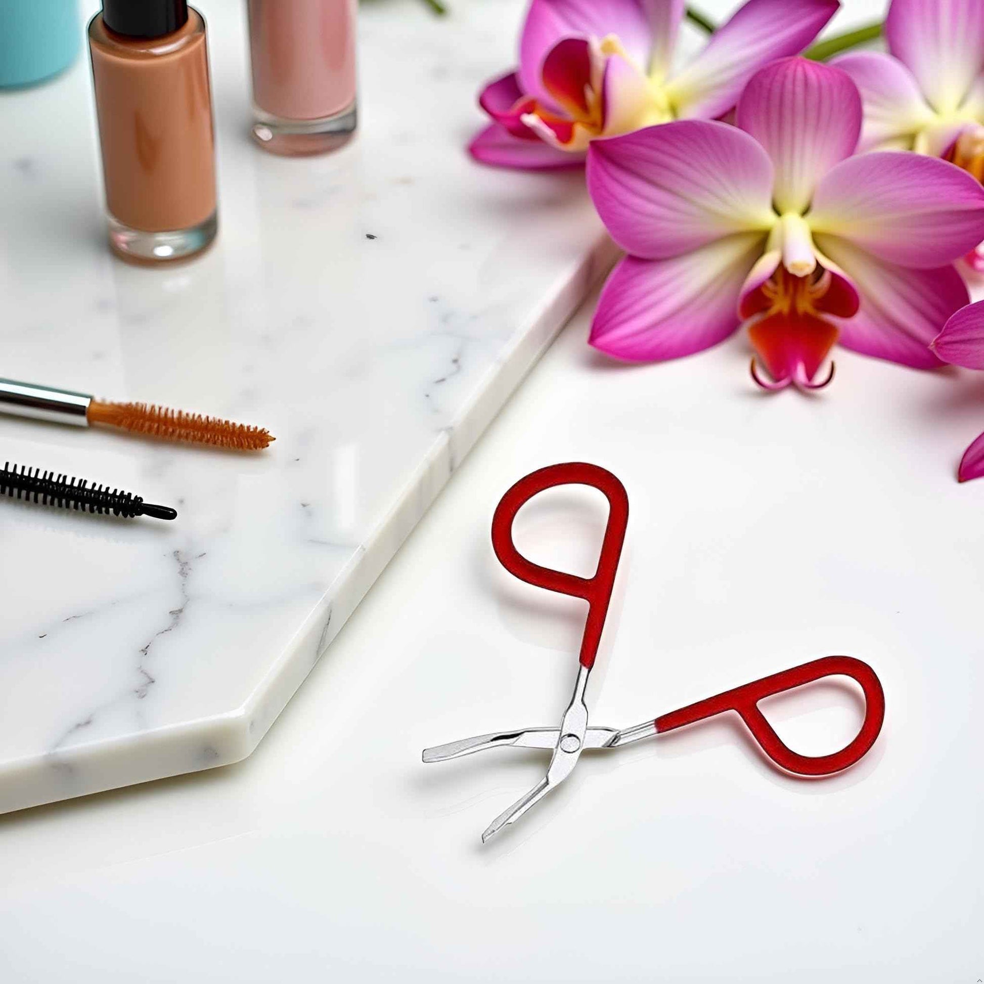 1Pc Red Eyebrow Tweezers Stainless Steel Scissors Shaped Tweezers Slant Tip Tweezer Clip Hair Tweezer Beauty Tool for Women Girl Hair Removal