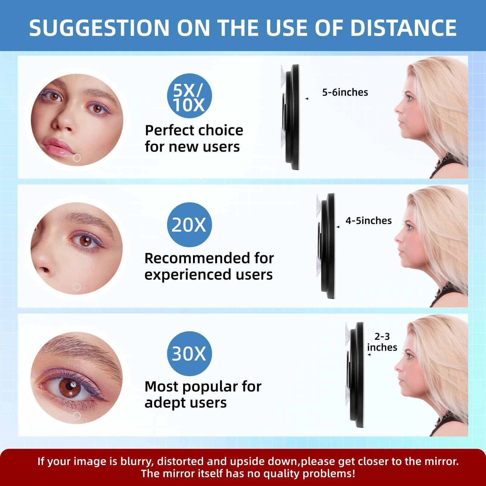 Jadazror 10X Magnifying Mirror with Lights, 6inch Makeup Magnifying Mirror 10X Lighted Magnification with Adjustable Stand & 3 Suction Cups - for Detailed Makeup,Shaving,Blackhead Blemish Removal