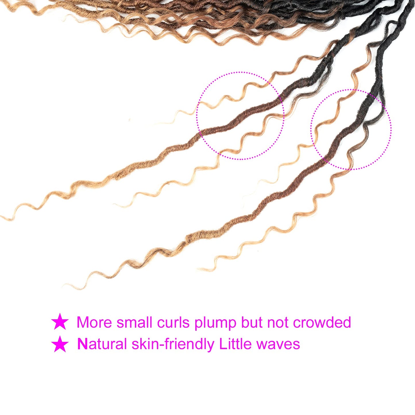 Aipin New Goddess Locs Crochet Hair 18 Inch Boho River Locs Hippile Wavy Crochet With Curly Hair In Middle And Ends Braids Hair Extensions (8 Packs,18 inch, OM3T3027)