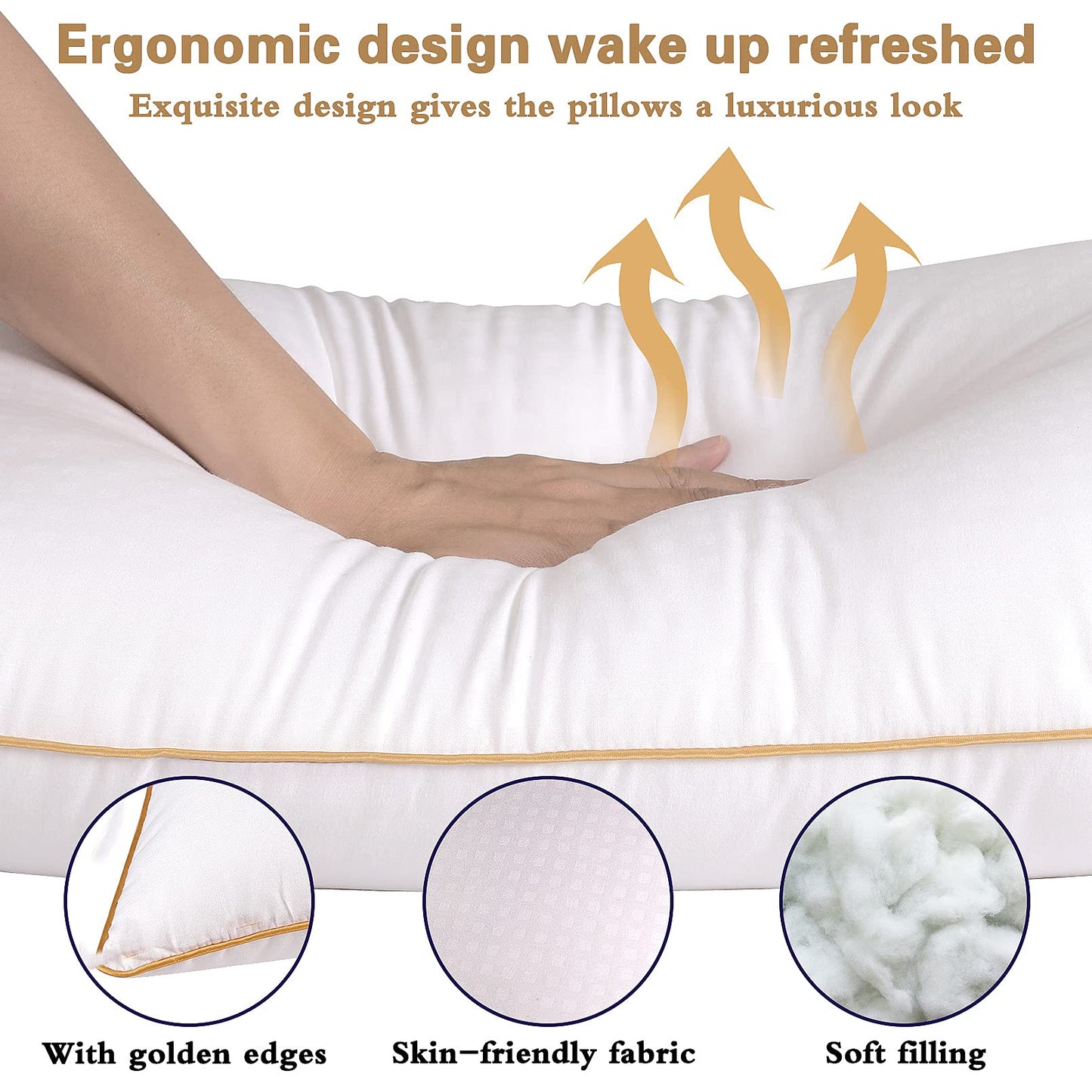 HIMOON Bed Pillows for Sleeping Standard Size Set of 2,Comfortable Hotel Cooling Pillows 2 Pack, Soft & Support