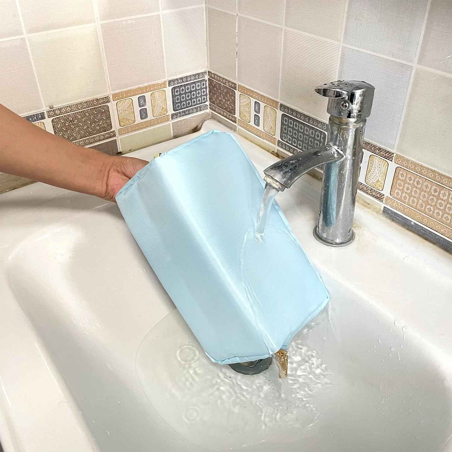 Stoney Clover Dupes Preppy Makeup Bag - Blue Chenille Letter Bag for Travel - Large Capacity Nylon Pouch with Flat Open Design