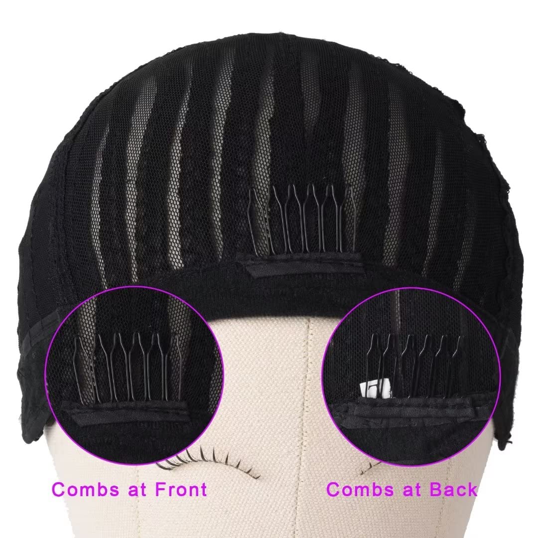 MsLoosily Cornrow Wig Cap For Crochet Braids Synthetic Braided Cap with Adjustable Straps Breathable Crochet Caps with 2 Combs Braided Wig Cap For Sew in,Braided Wig Cap for Black Women(2pcs,black)