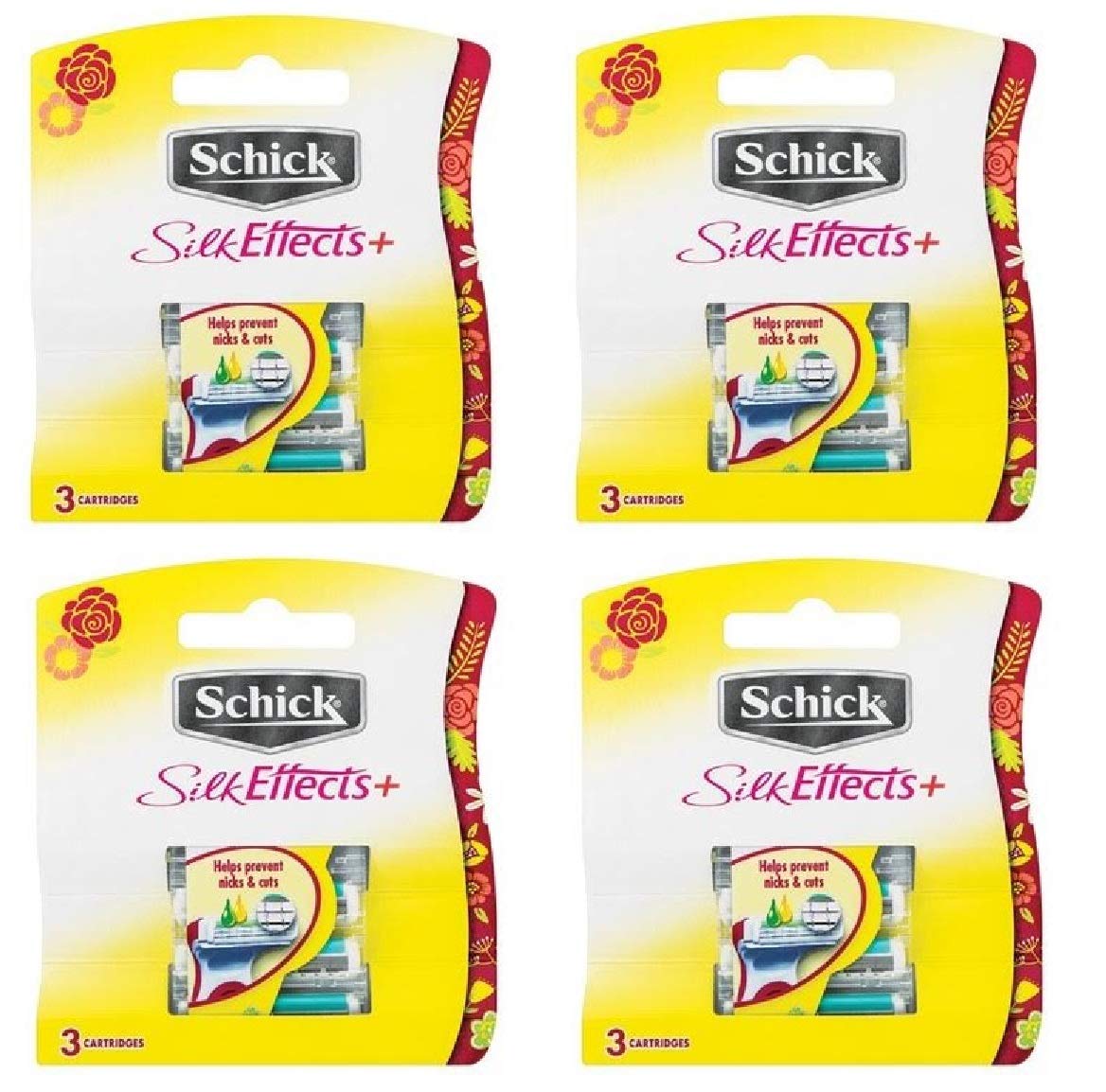 Schick Silk Effects+ Plus Refill Cartridges, 12 Count (Packaging May Vary)
