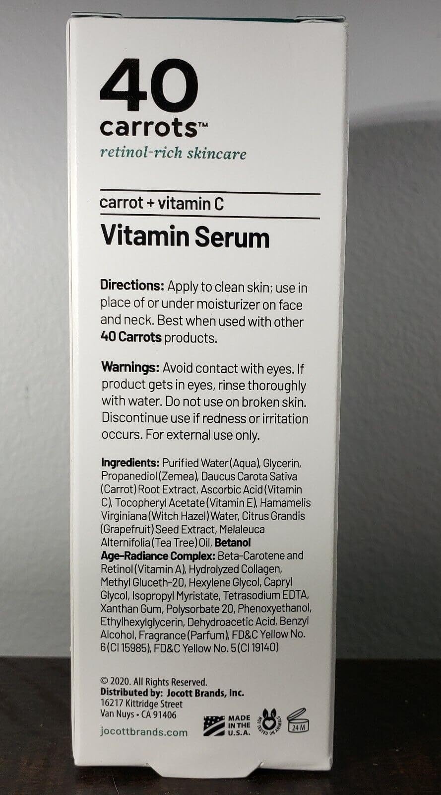 40 Carrots Vitamin Serum + Vitamin C - Hydrate, Brighten & Even Skin Tone | Help Reduce Fine Lines & Wrinkles - USA Made, Paraben & Cruelty Free (1oz)