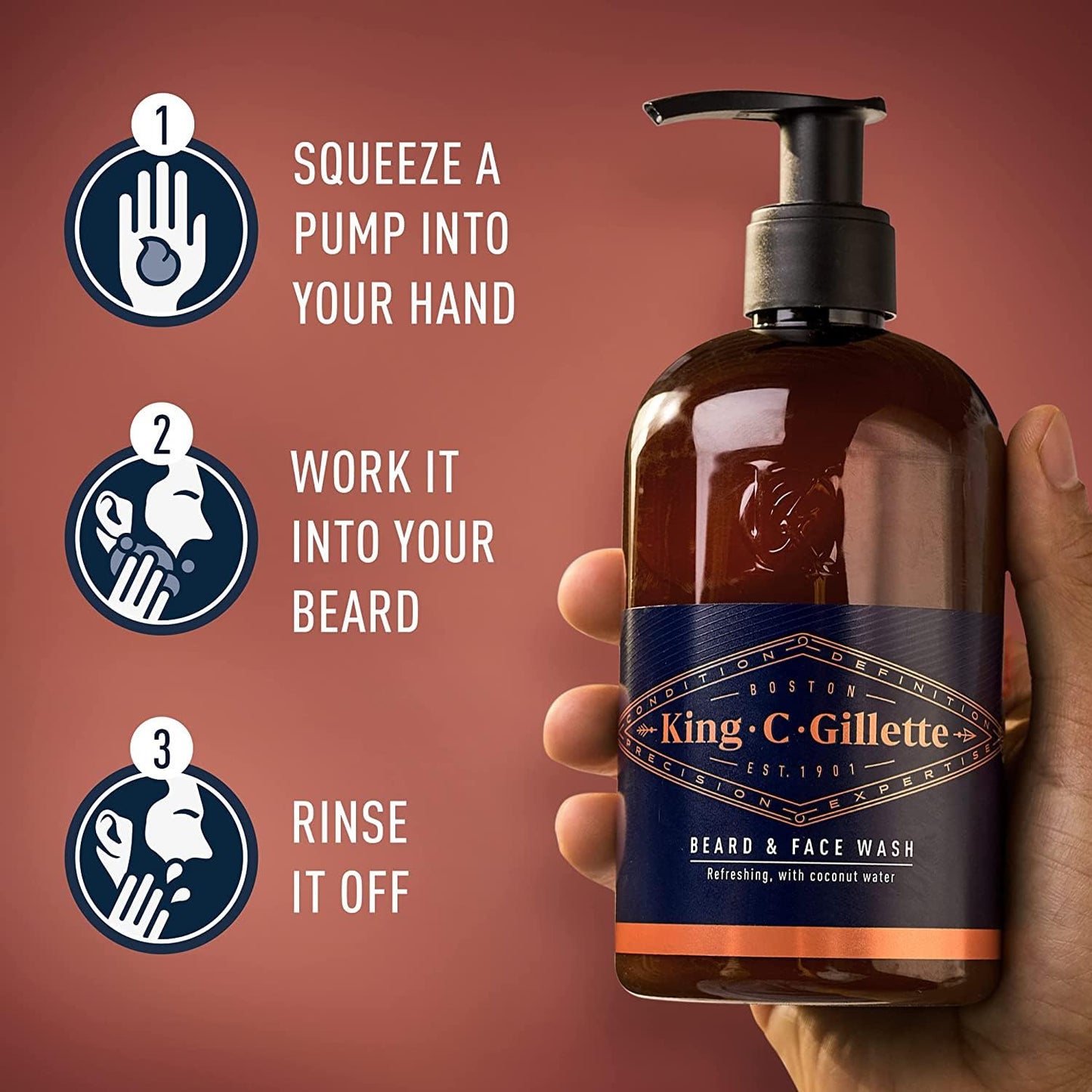 King C. Gillette Men's Beard Care Gift Set, Beard Wash, Beard Oil, Beard Balm