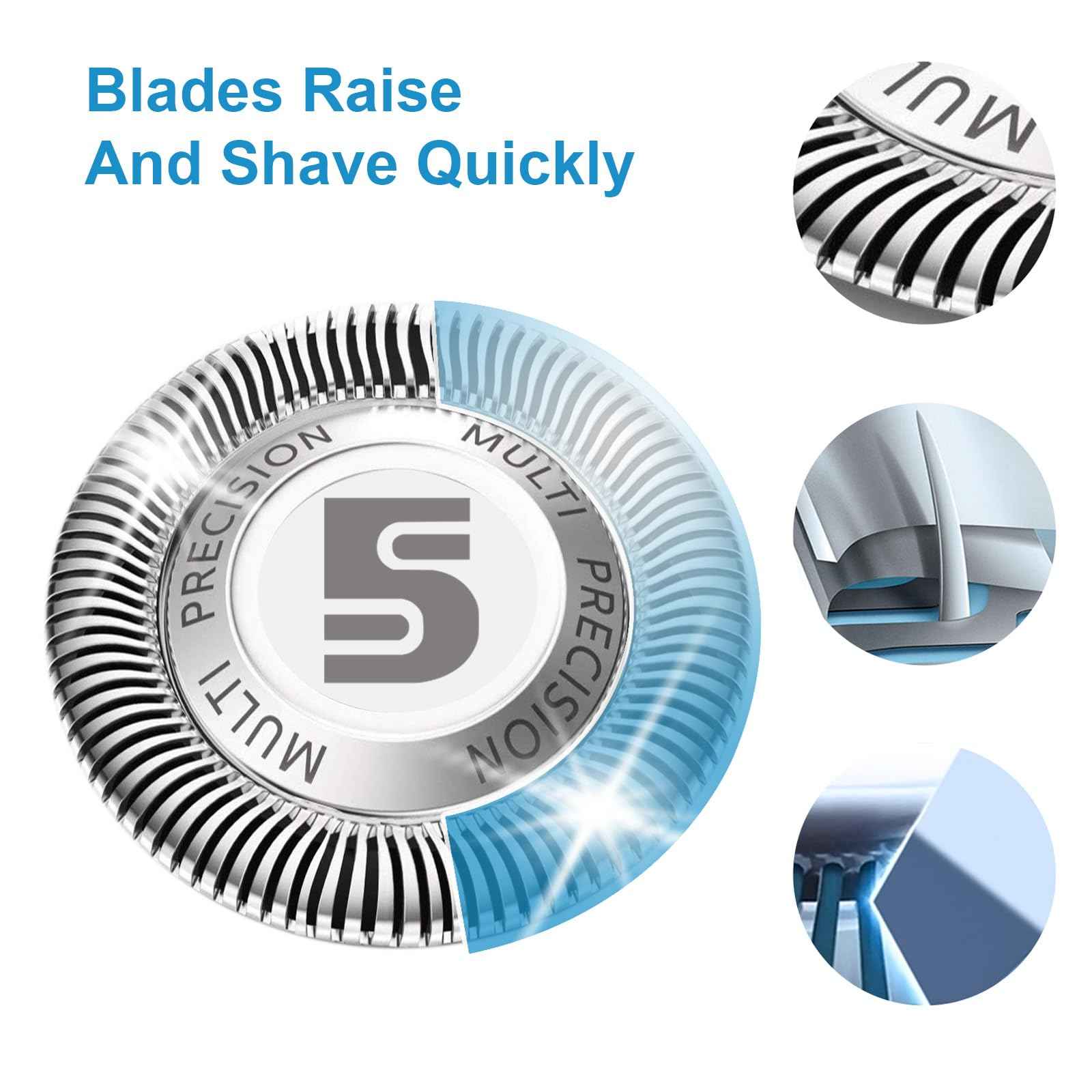 SH50 Replacement Heads Compatible with Philips Norelco 5000 Series Shaver - Precision Blades for 5000, 6pc-Pack
