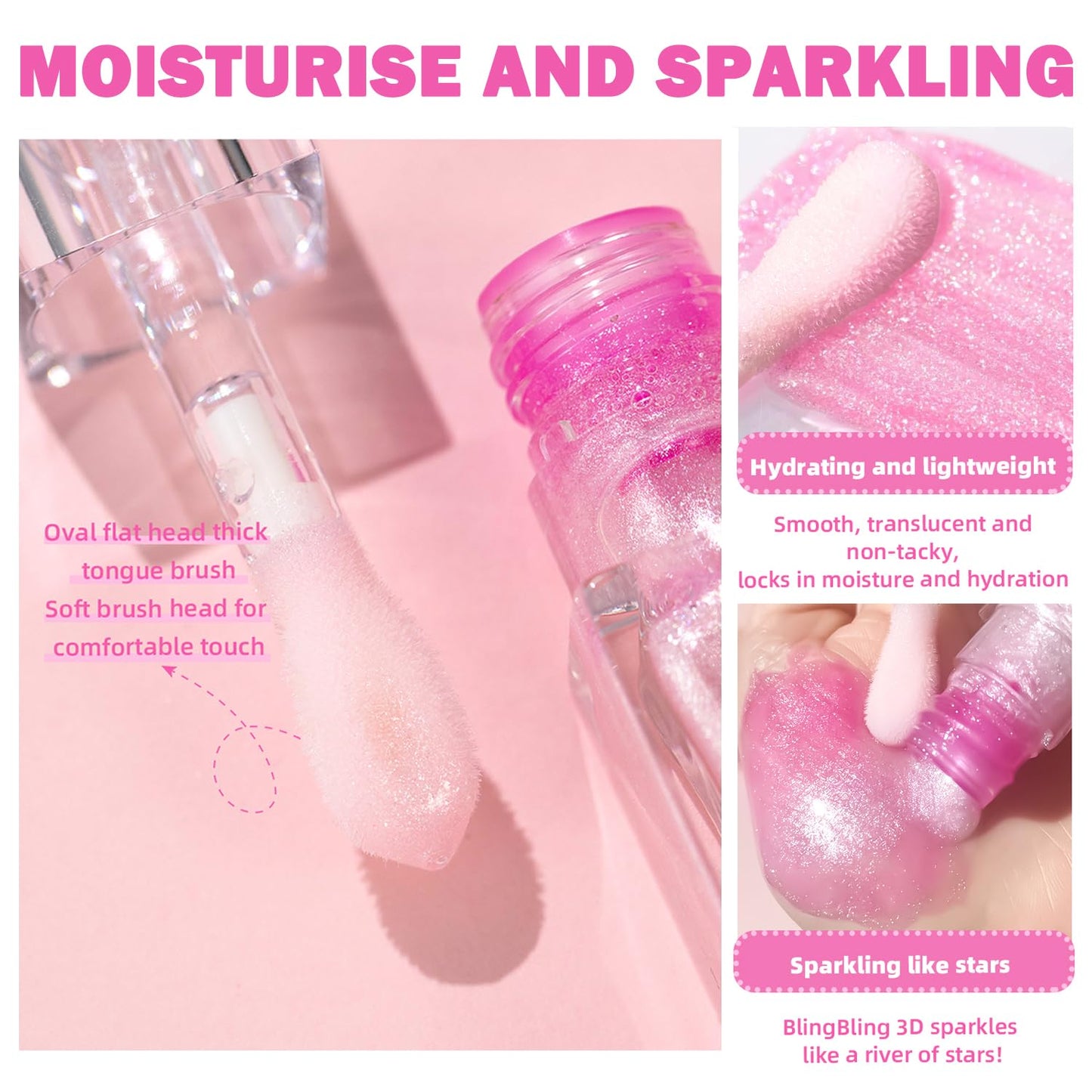 Magic Color Changing Moisturizing Lip Glow Oil, 2024 New Plumping Glitter Color Changing Lip Oil, Hydrating Lip Gloss Lip Balm Nourishing Lip Care Non-sticky Lip Oil