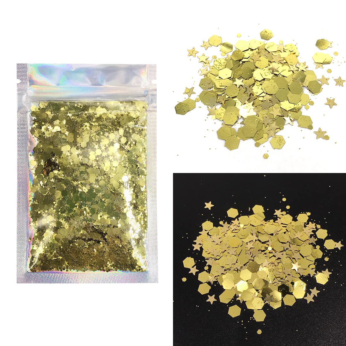 Gold - Face & Body Chunky Glitter - Hair, Makeup, Face, Body, Nails, Resin, Slime, Bath-Bombs, Candles, Arts & Crafts, and More - Solvent Resistant