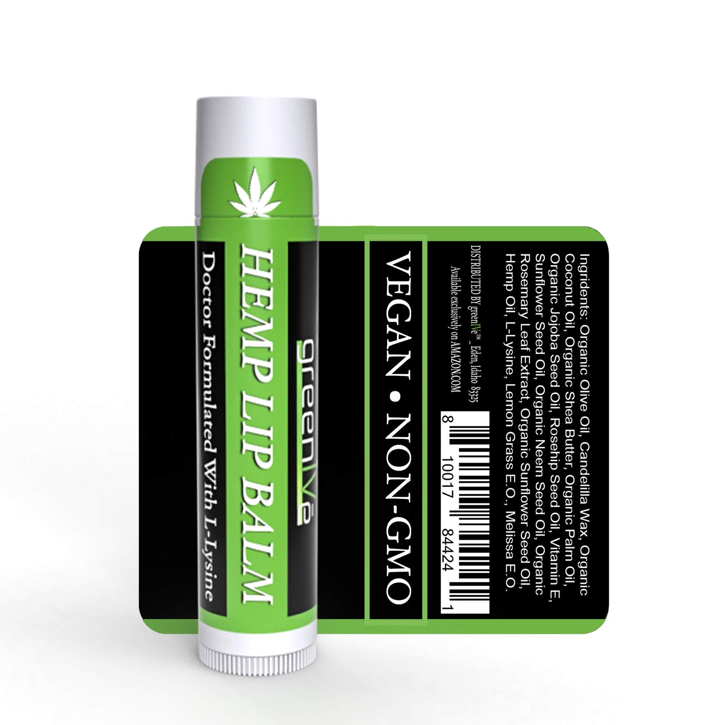 GreenIVe Hemp Lip Balm, Vegan, Omegas 3 & 6, Vitamin E, L-Lysine, Hydrating Handcrafted (3)