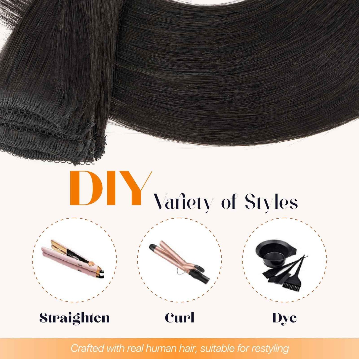 TESSHAIR 6PCS Clip in Hair Extensions Real Human Hair, Short Hairpieces for Women Single Clip Ins to add Highlights & Volume, No Tangle & Smooth,12 Inch 33g #1B Natural Black