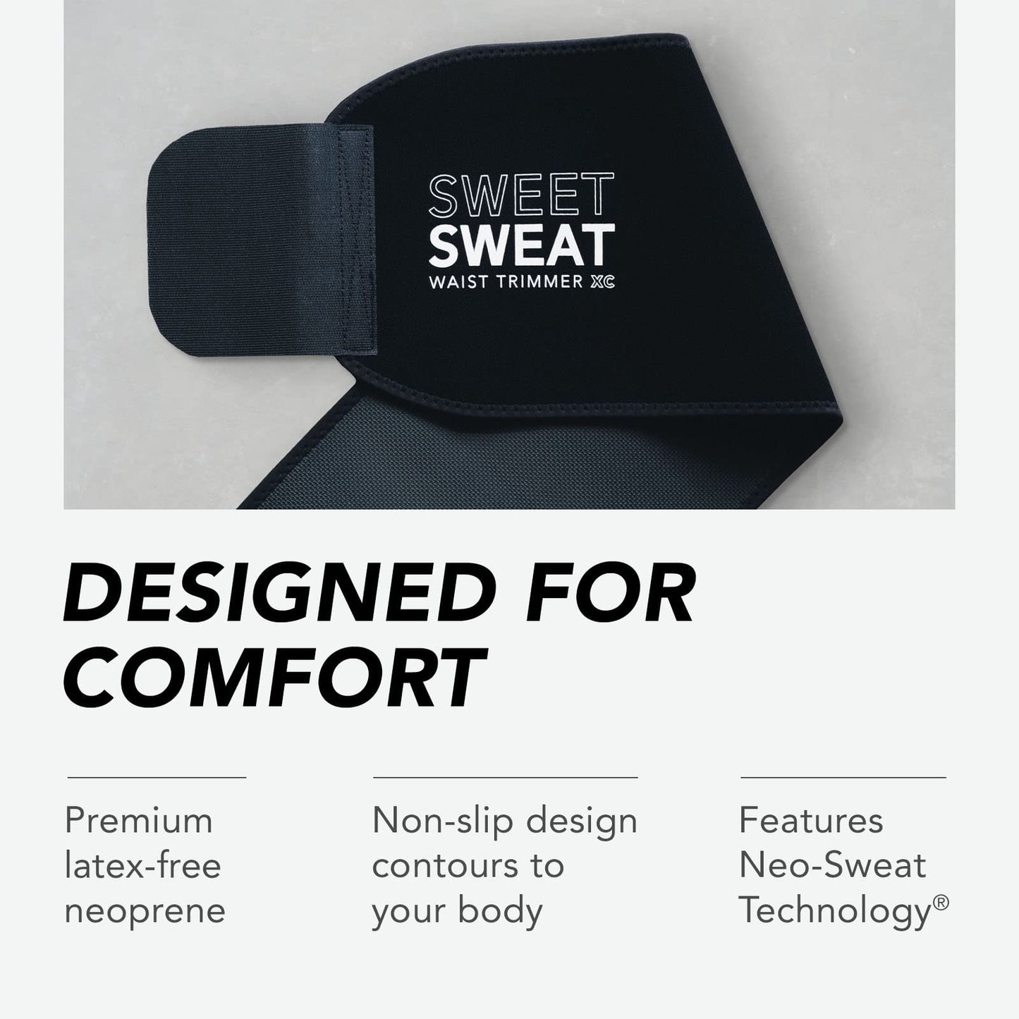 Sweet Sweat Waist Trimmer, by Sports Research - Get More From Your Workout - Sweat Band Increases Stomach Temp to Cut Water Weight - Gym Waist Trainer Belt for Women & Men - Faja para Hacer Ejercicios