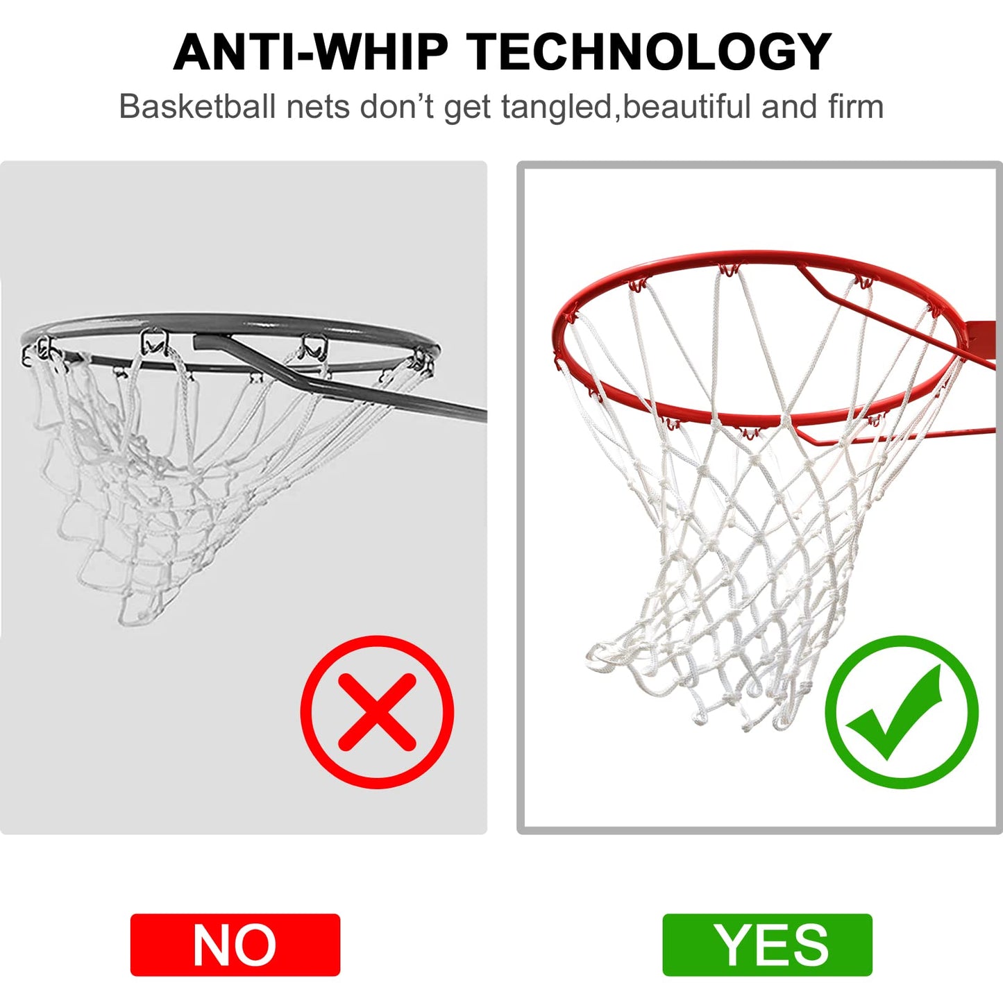 LAO XUE Basketball Net Outdoor,(7.16 oz) 12 Loops Professional Heavy Duty Basketball Net Replacement,All Weather Anti Whip, Suitable for Outdoor Standard 12 Loops Basketball Hoop