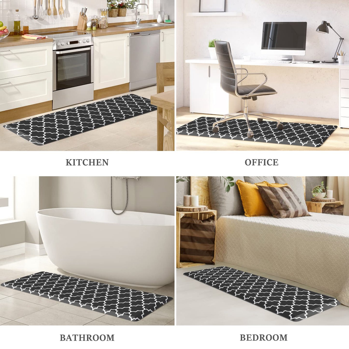 WISELIFE Kitchen Runner Rugs Anti-Fatigue mats - 4/5 Inch Non Slip Waterproof Ergonomic Comfort Mat for Kitchen, Floor Home, Office, Sink, Laundry (17.3"x 60",Black)