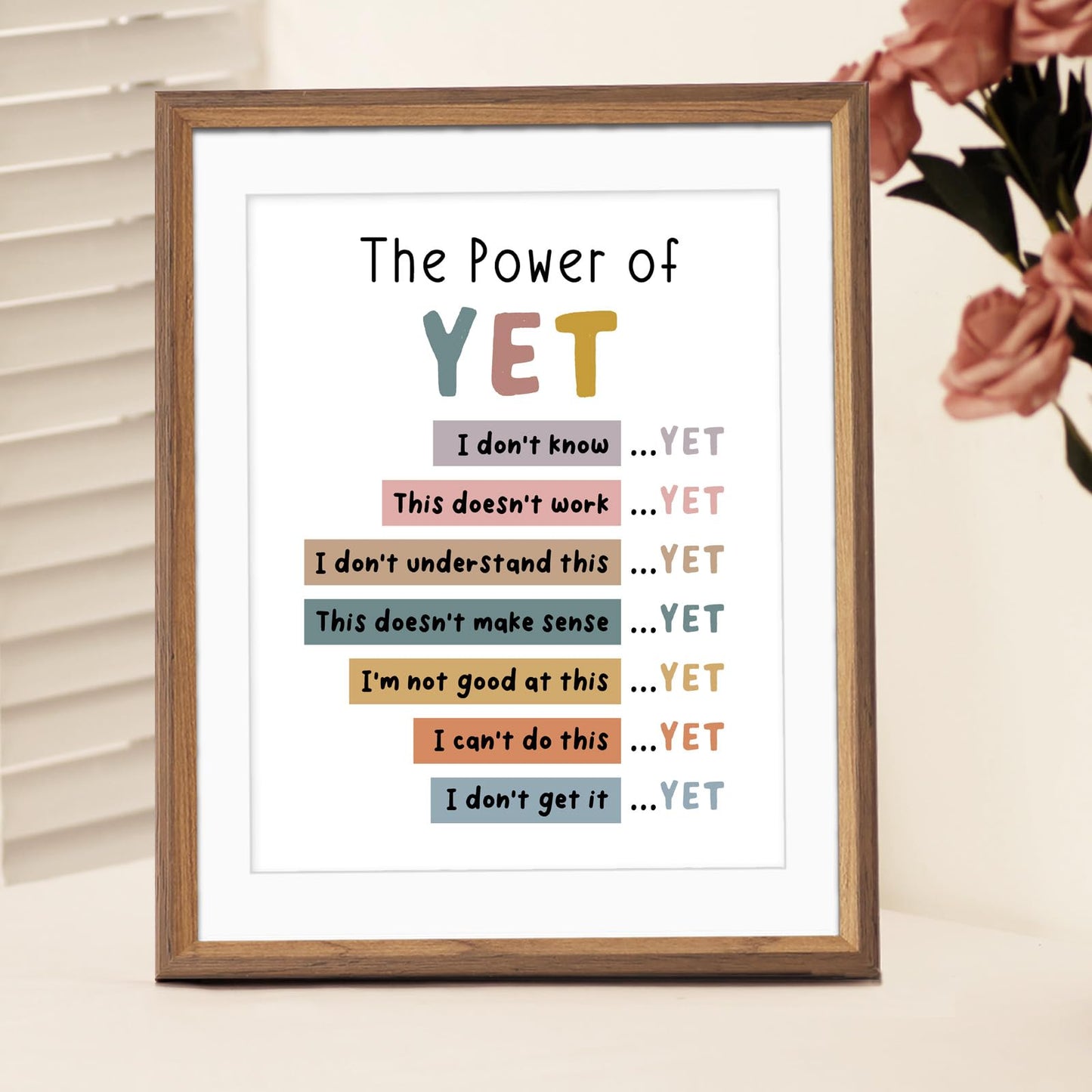 The Power of Yet Print Therapy Office Decor Poster Kids Room Wall Decor Boho Classroom Growth Mindset Mental Health Poster Classroom Decor School Counselor Power of Now Unframed (8x10 inches)