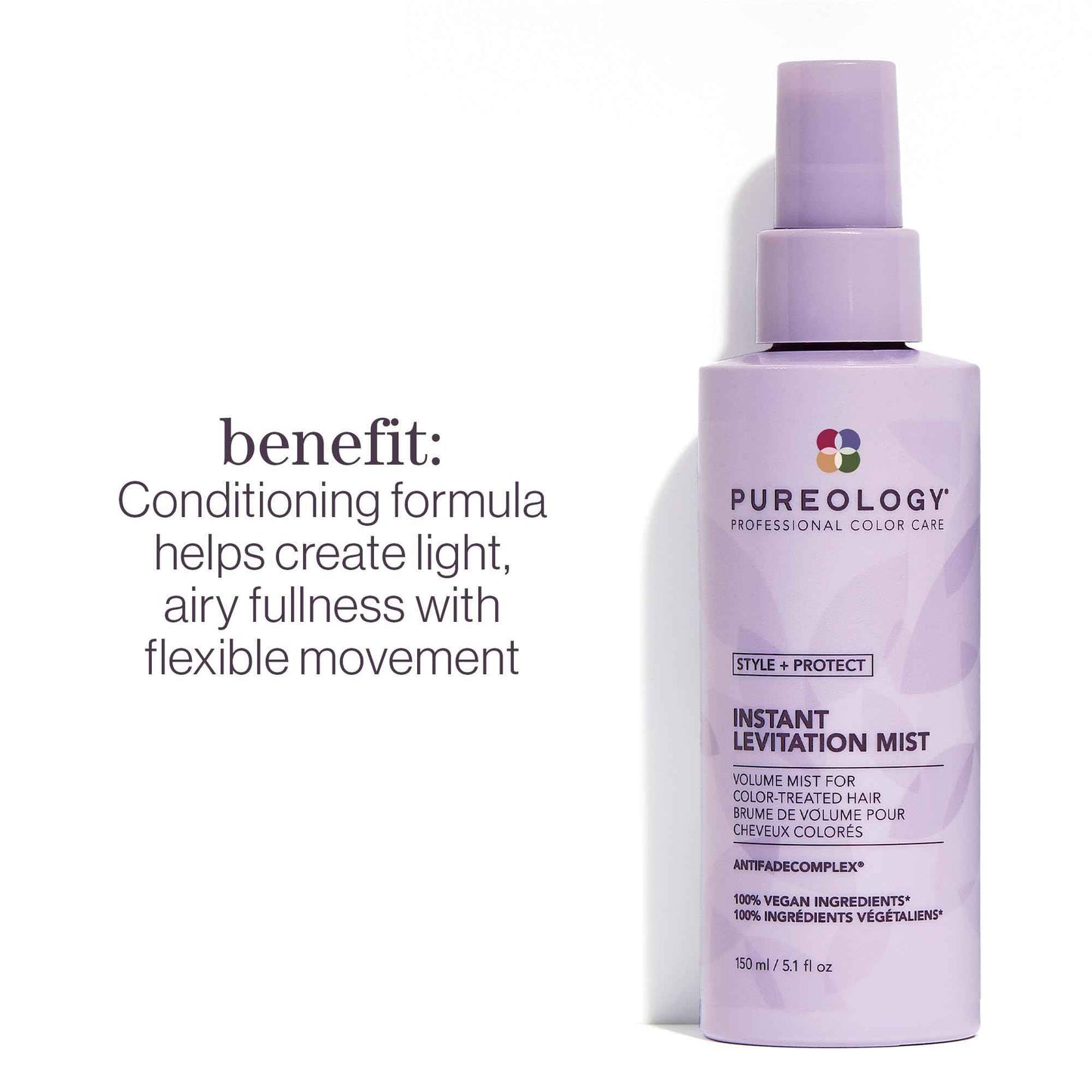 Pureology Style + Protect Instant Levitation Mist For Fine, Color-Treated Hair - Volumizes Without Weighing Down, Sulfate-Free & Vegan
