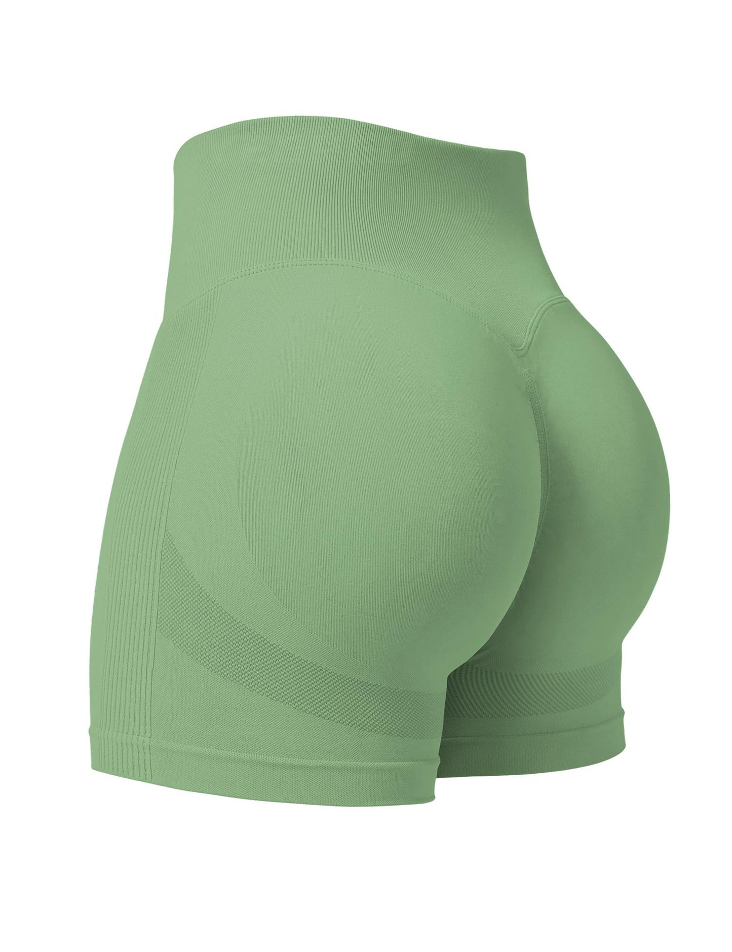 YEOREO Professional Women Workout Shorts 3.6" Scrunch Shorts Seamless High Waisted Contour Gym Yoga Biker Shorts Bean Green XS