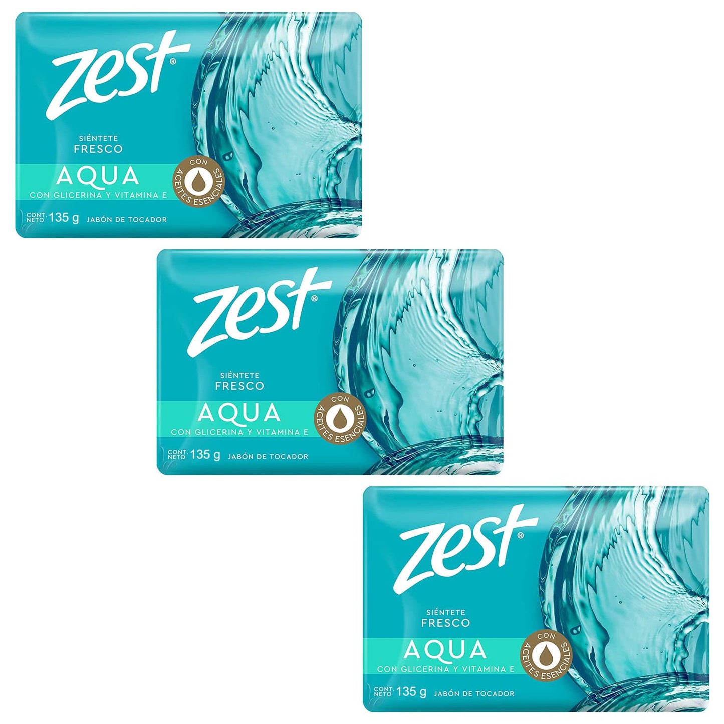 Zest bar soap Aqua Original with Glycerin and Vitamin E bath soap to Feel Fresh with its content of essential oils 135 g (3)