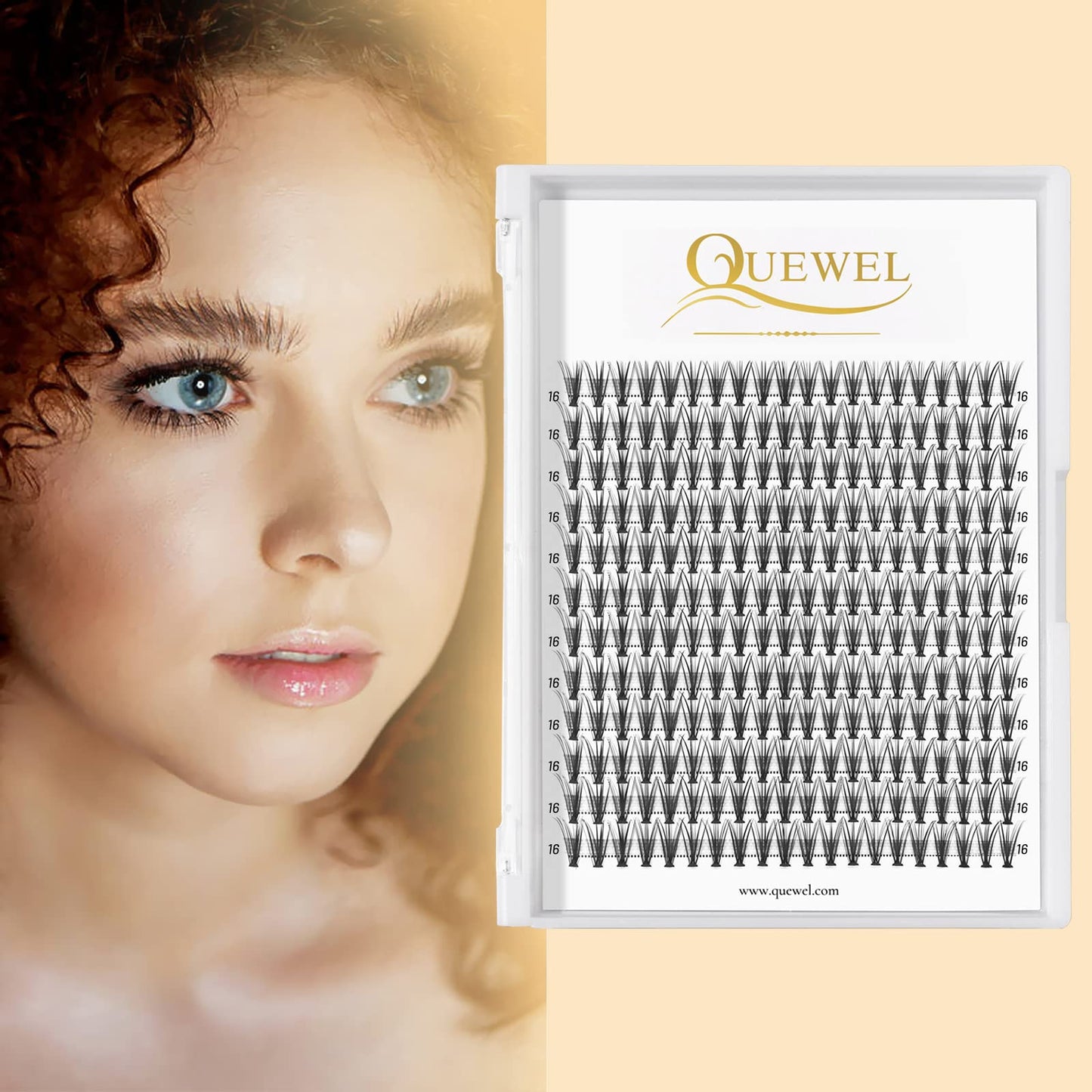 QUEWEL Cluster Lashes 240Pcs Individual Lashes 20D 0.07C Curl 16mm Knot-Free Lash Extensions Clusters Lashes Soft&Natural False Eyelashes Individual DIY Eyelash Extension at Home(20D 0.07C 16)