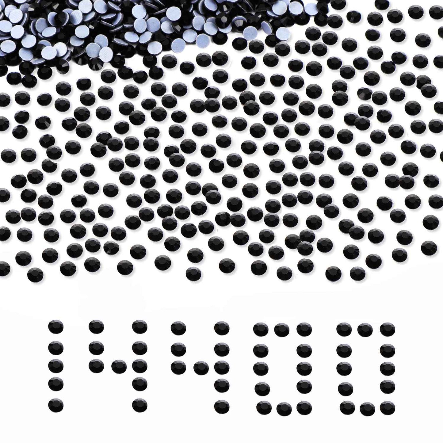 NCB 14400pcs Hotfix Crystal Rhinestones for Clothes Crafts, Hot Fix Bulk Flatback Crystals, Iron on Hotfix for DIY Decoration 100 Gross (Black, ss6/14400pcs)